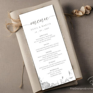 Minimalist Simple Floral Boho Wedding Menu Card