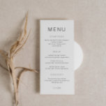 Minimalist Simple Font Wedding Menu Card<br><div class="desc">Designed to coordinate with our Minimalist All In One Collection, this customisable matching wedding menu card features a clean and simple layout, with simple font. For more advanced customisation of this design, e.g. changing layout, font or text size please click the "CUSTOMIZE" button above. Please contact me for any questions!...</div>