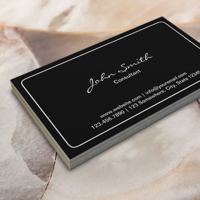Minimalist Simple Framed Plain Black Business Card (Creator Uploaded)
