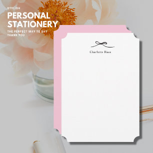 Minimalist Simple Girly Blush Pink Bow Name Card