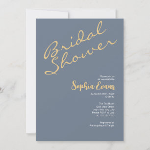 Minimalist & Simple Gold and Slate Bridal Shower Invitation