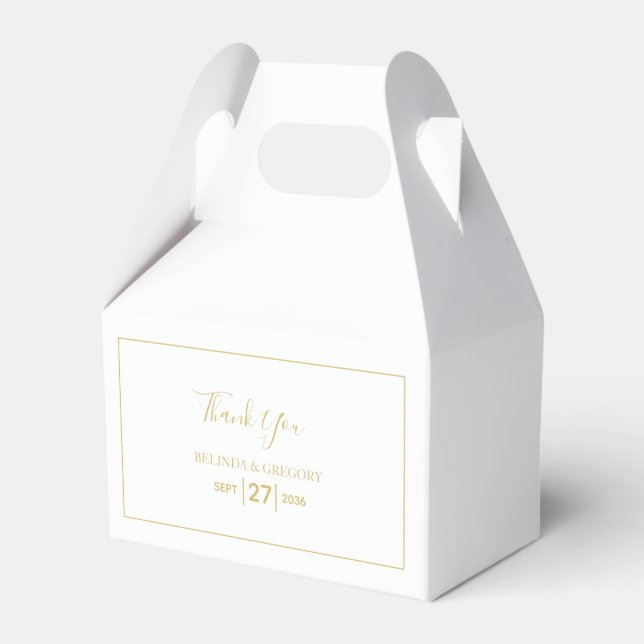 Minimalist Simple Gold Black & White Wedding  Favour Box (Front Side)