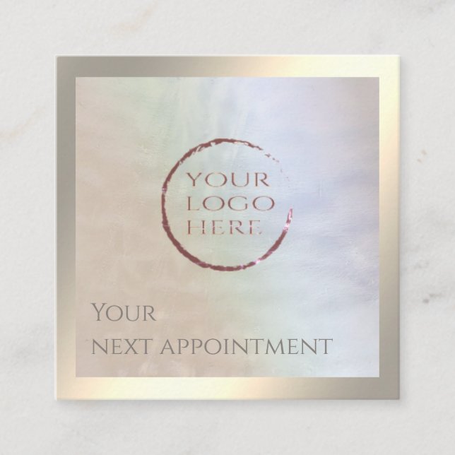 Minimalist simple  gold foil holographic your logo appointment card (Front)