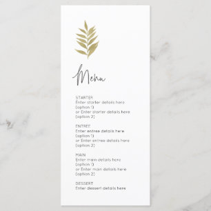 Minimalist Simple Gold Leaf Wedding Menu