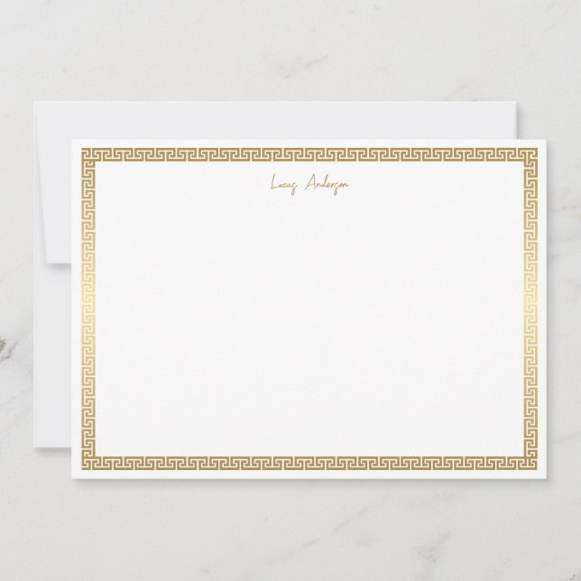 Minimalist Simple Gold  Modern Border Monogram Card (Front)
