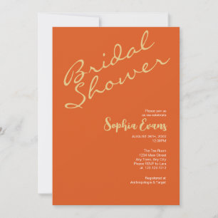 Minimalist & Simple Gold & Orange Bridal Shower Invitation
