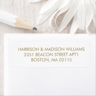 Minimalist simple gold white Return Address Label