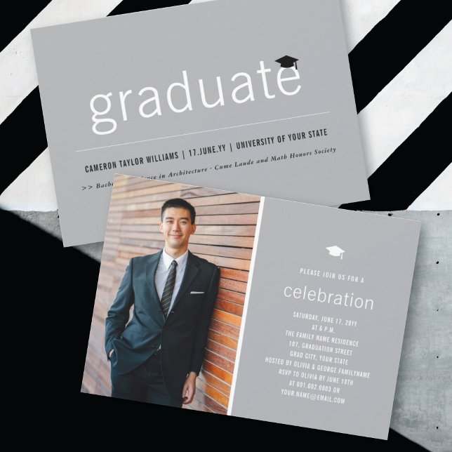 Minimalist Simple Graduate Photo Graduation Party Invitation (Creator Uploaded)