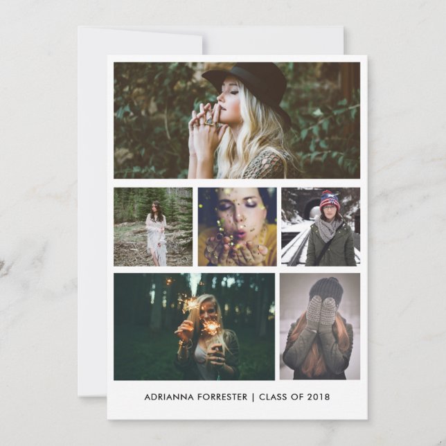 Minimalist Simple Graduate Six Photo Invitation (Front)