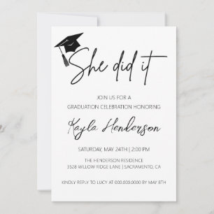 Minimalist Simple Graduation party Invitation
