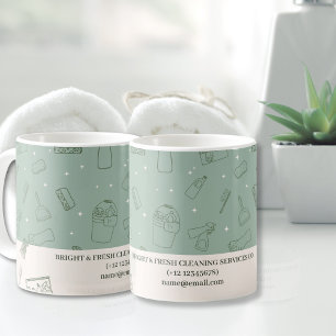 Minimalist Simple Green Cream Cleaning Services Coffee Mug