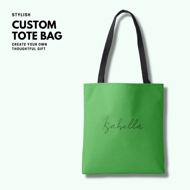 Minimalist Simple Green Handwritten Script  Tote Bag (Creator Uploaded)