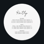 Minimalist Simple Guest Name Wedding Round Menu<br><div class="desc">Add your guest names and menu details. Can be fully customised to suit your needs >> background colour,  font colour/style and arch colour can all be changed to suit your preference. 
© Gorjo Designs. Made for you via the Zazzle platform.</div>