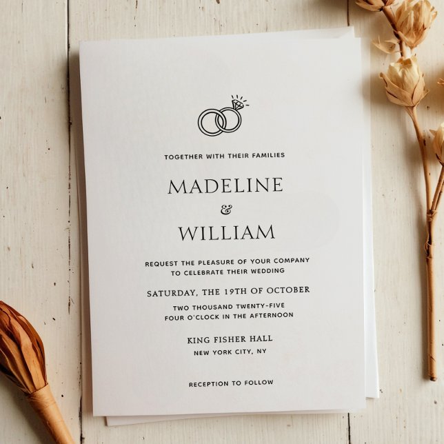 Minimalist Simple Hand Drawn Rings Wedding Invitation (Creator Uploaded)