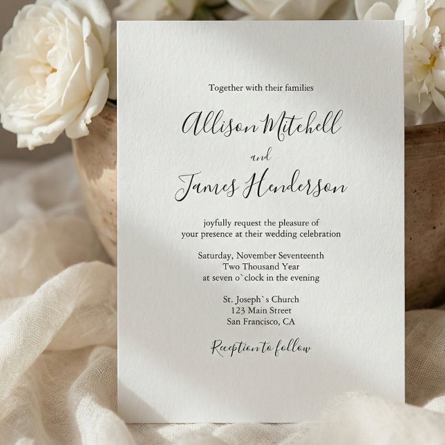 Minimalist Simple Handwritten Script Wedding Photo Invitation (Creator Uploaded)