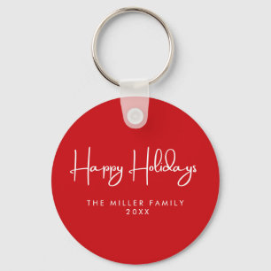 Minimalist Simple Happy holidays Key Ring