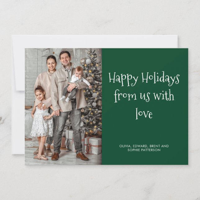 Minimalist Simple Happy Holidays Script Photo  Holiday Card (Front)