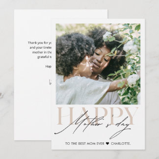 Minimalist Simple Happy Mother's Photo Card