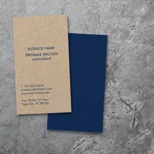 Minimalist Simple Kraft Blue Consultant Business Card