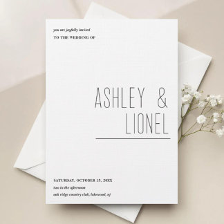 Minimalist Simple Layout Modern Typography Wedding Invitation
