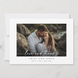 Minimalist Simple Love and Thanks Wedding Photo Thank You Card