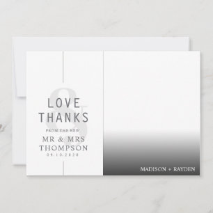 Minimalist Simple Love & Thanks with Photo Wedding Thank You Card
