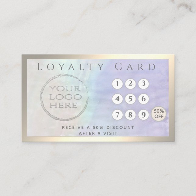 Minimalist simple luxury holographic custom logo loyalty card (Front)