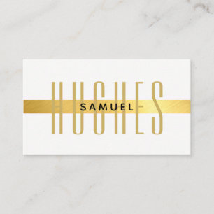 MINIMALIST simple masculine name black & faux gold Business Card