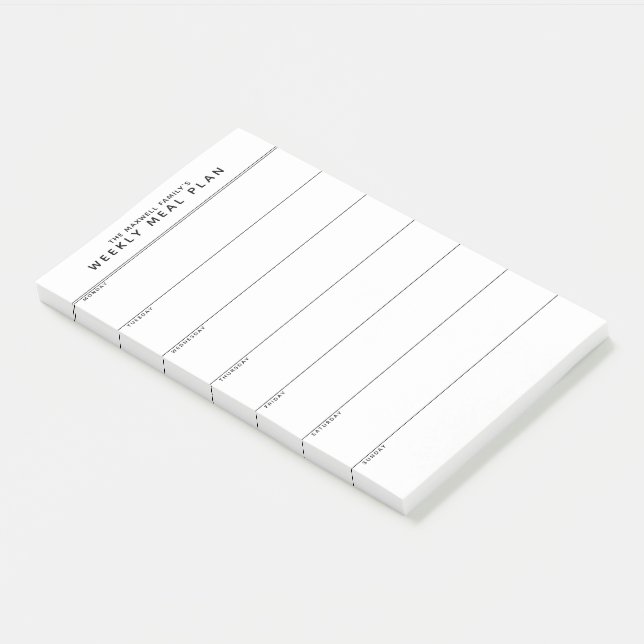 Minimalist Simple Meal Planning Post-it Notes (Angled)