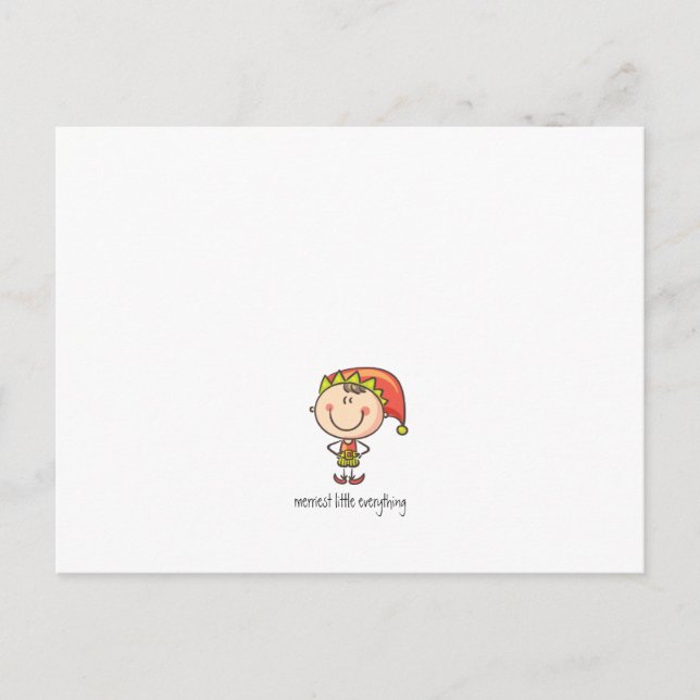 Minimalist Simple Merriest Little Elf Christmas Holiday Postcard (Front)