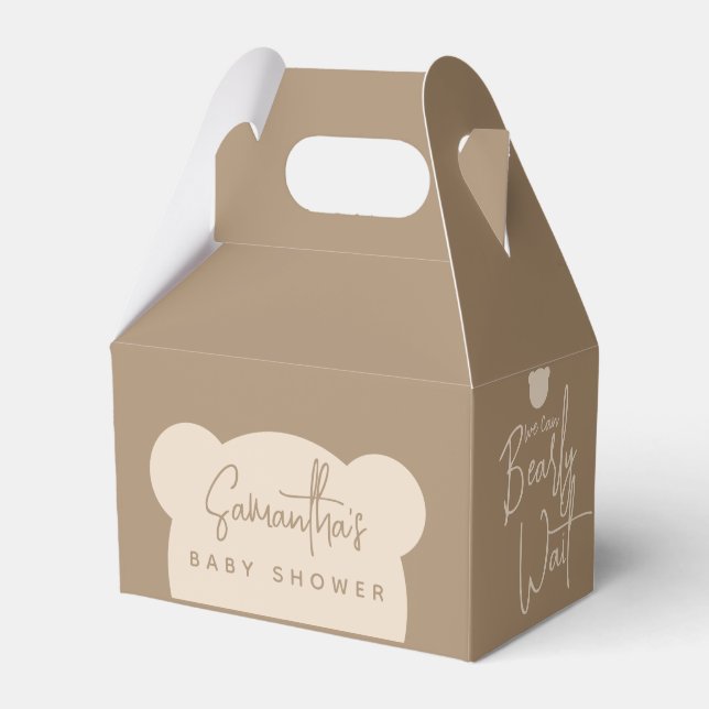 Minimalist simple modern bear Baby Shower Favour Box (Front Side)