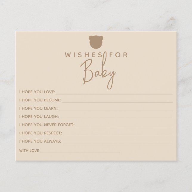 Minimalist simple modern bear Baby Shower Game (Front)