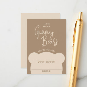 Minimalist simple modern Bear Baby Shower Game Enclosure Card