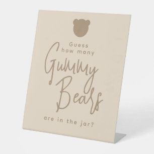 Minimalist simple modern Bear Baby Shower Game Pedestal Sign