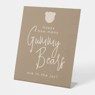 Minimalist simple modern Bear Baby Shower Game Pedestal Sign