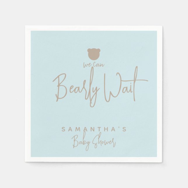 Minimalist simple modern bear Baby Shower Napkin (Front)