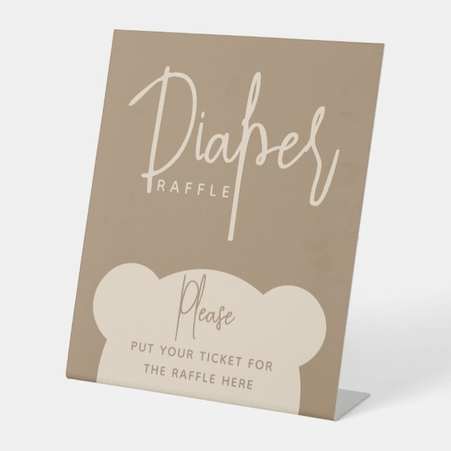 Minimalist simple modern Bear Baby Shower  Pedestal Sign (Front)