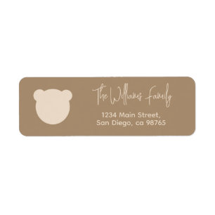 Minimalist simple modern bear Baby Shower  Return Address Label