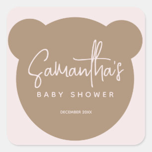 Minimalist simple modern Bear Baby Shower  Square Sticker