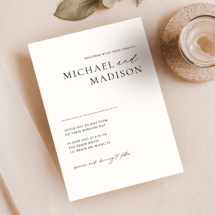 Minimalist Simple Modern Black And White Wedding Invitation
