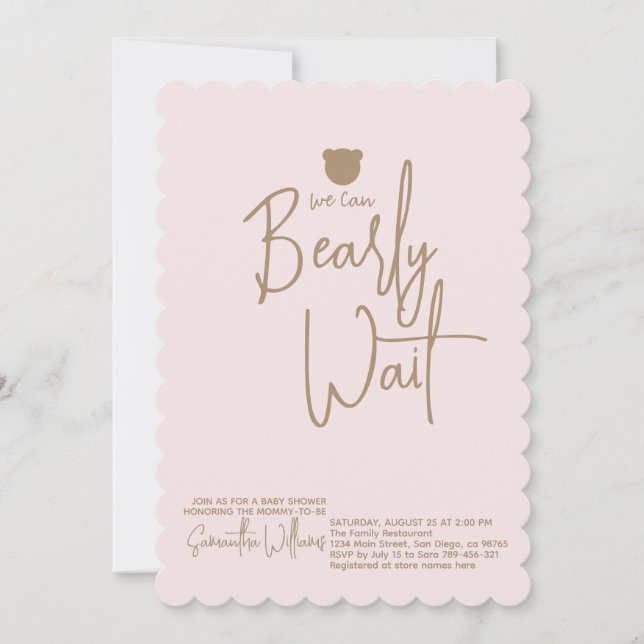 Minimalist simple modern little bear Baby Shower  Invitation (Front)