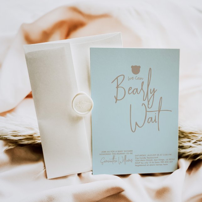 Minimalist simple modern little bear Baby Shower Invitation (Creator Uploaded)