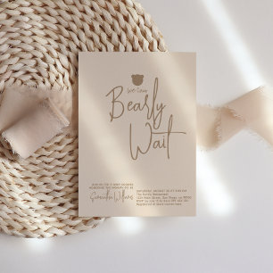 Minimalist simple modern little bear Baby Shower Invitation