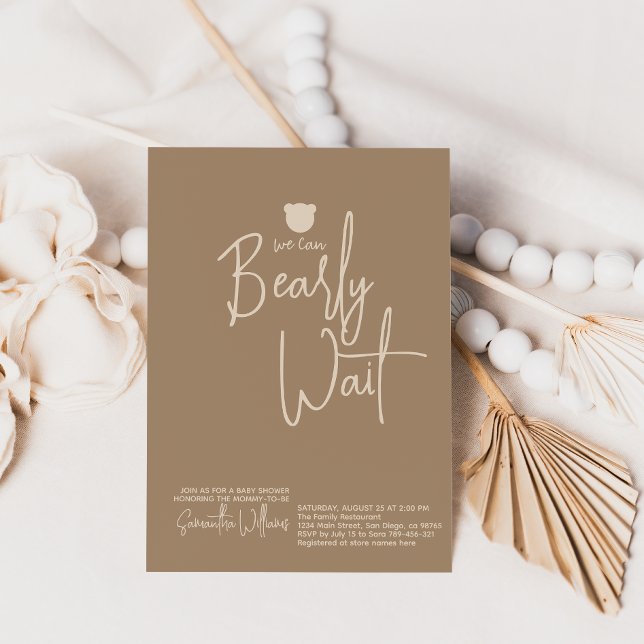 Minimalist simple modern little bear Baby Shower  Invitation (Creator Uploaded)