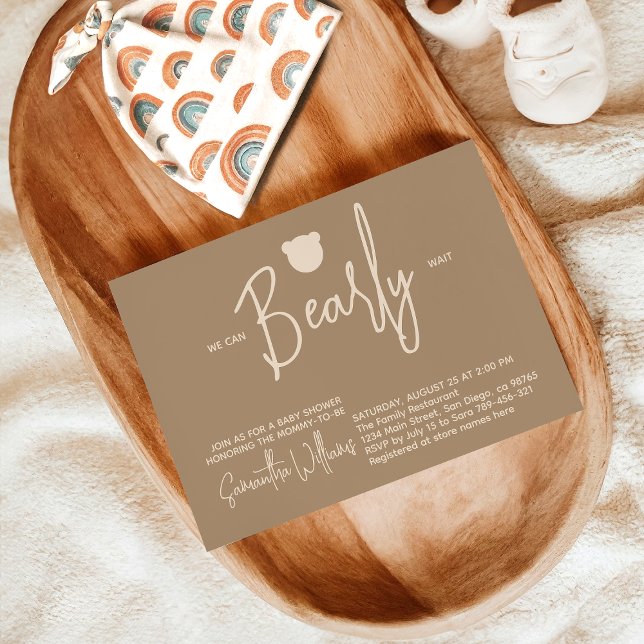 Minimalist simple modern little bear Baby Shower Invitation (Creator Uploaded)
