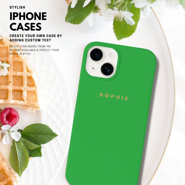 Minimalist Simple Modern Monogram Green Gold Case-Mate iPhone Case (Creator Uploaded)