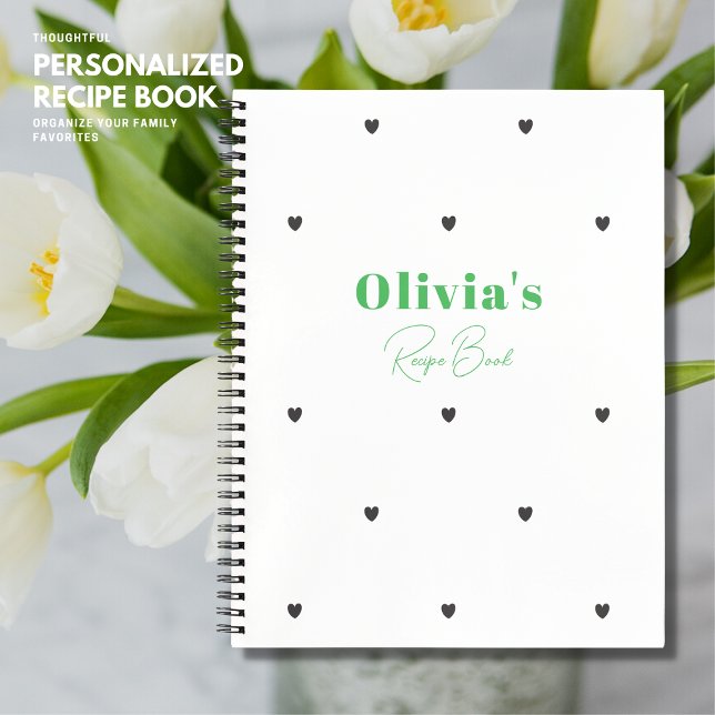 Minimalist Simple Modern Monogram Heart Recipe Notebook (Creator Uploaded)
