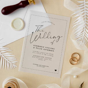 Minimalist simple modern script wedding acrylic invitations
