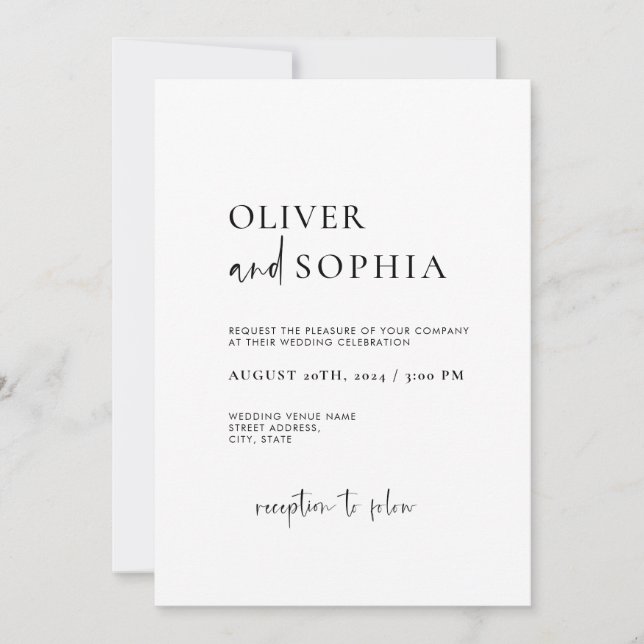 Minimalist Simple Modern Script Wedding Invitation (Front)