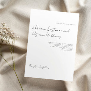 Minimalist Simple Modern Script White Wedding Invitation